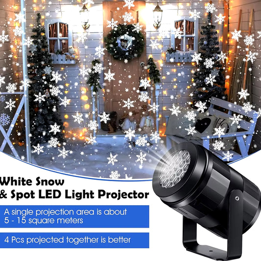 LED USB Snowflake Projector Holiday Lights Christmas Projection Stage Lamp Snow Spotlight for New Year 2026 Party Decorations