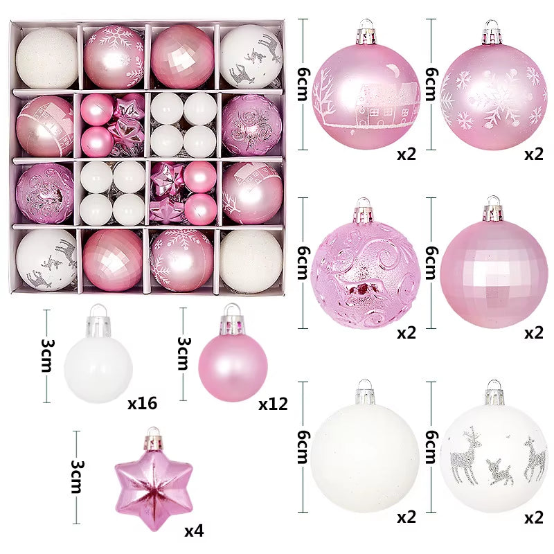44Pcs 3/6CM Christmas Ball Christmas Tree Decoration Ornaments for Home Decor Halloween New Year Navidad Pendant Ball Accessory