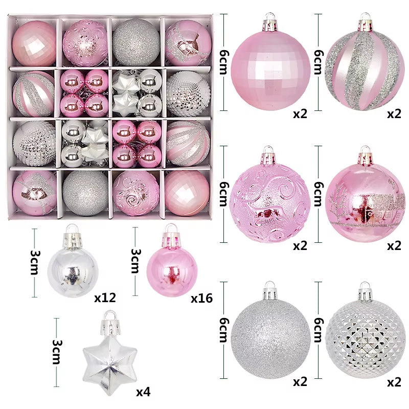 44Pcs 3/6CM Christmas Ball Christmas Tree Decoration Ornaments for Home Decor Halloween New Year Navidad Pendant Ball Accessory