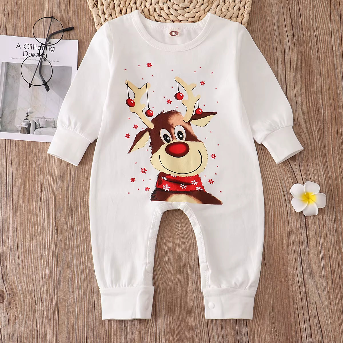 Family Matching Christmas Pajamas Sets Mother and Kids Pyjamas Deer Print Tops+Pants Xmas Sleepwear Baby Romper Pet Dog Clothes