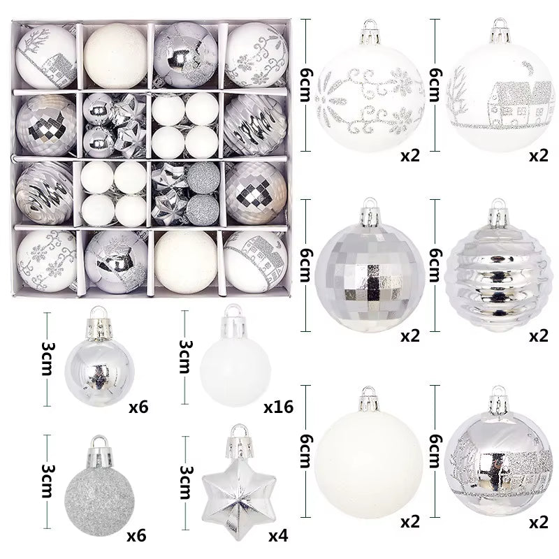 44Pcs 3/6CM Christmas Ball Christmas Tree Decoration Ornaments for Home Decor Halloween New Year Navidad Pendant Ball Accessory